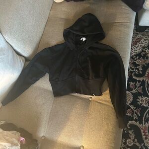 Cropped Black Hooded Women's Jacket